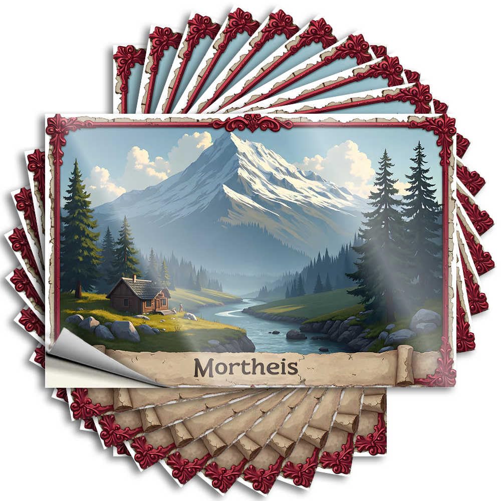 Tattoo Cool Decor Motorcycle Cute Case Mortheis: A Serene Cabin By The River Amidst Majestic Mountains - Scratch Resistant Stickers(6X9CM)