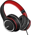 Lorelei X8 Over-Ear Wired Headphones with Microphone with 1.45m-Tangle-Free Nylon Line&3.5mm Plug,Lightweight Foldable & Portable Headphones for Smartphone,Tablet,Computer,Mp3/4(Dark Purple)
