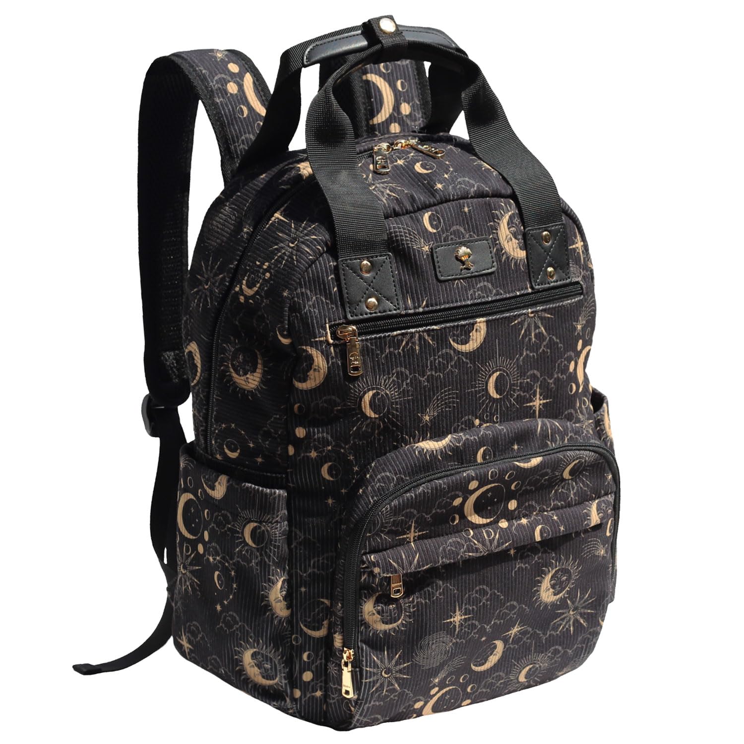 ESVAN Diaper Bag Backpack, Large Capacity Multifunction Baby Essentials Fashion Travel Pack Linen Canvas office Laptop Bag (Corduroy Black Moon)