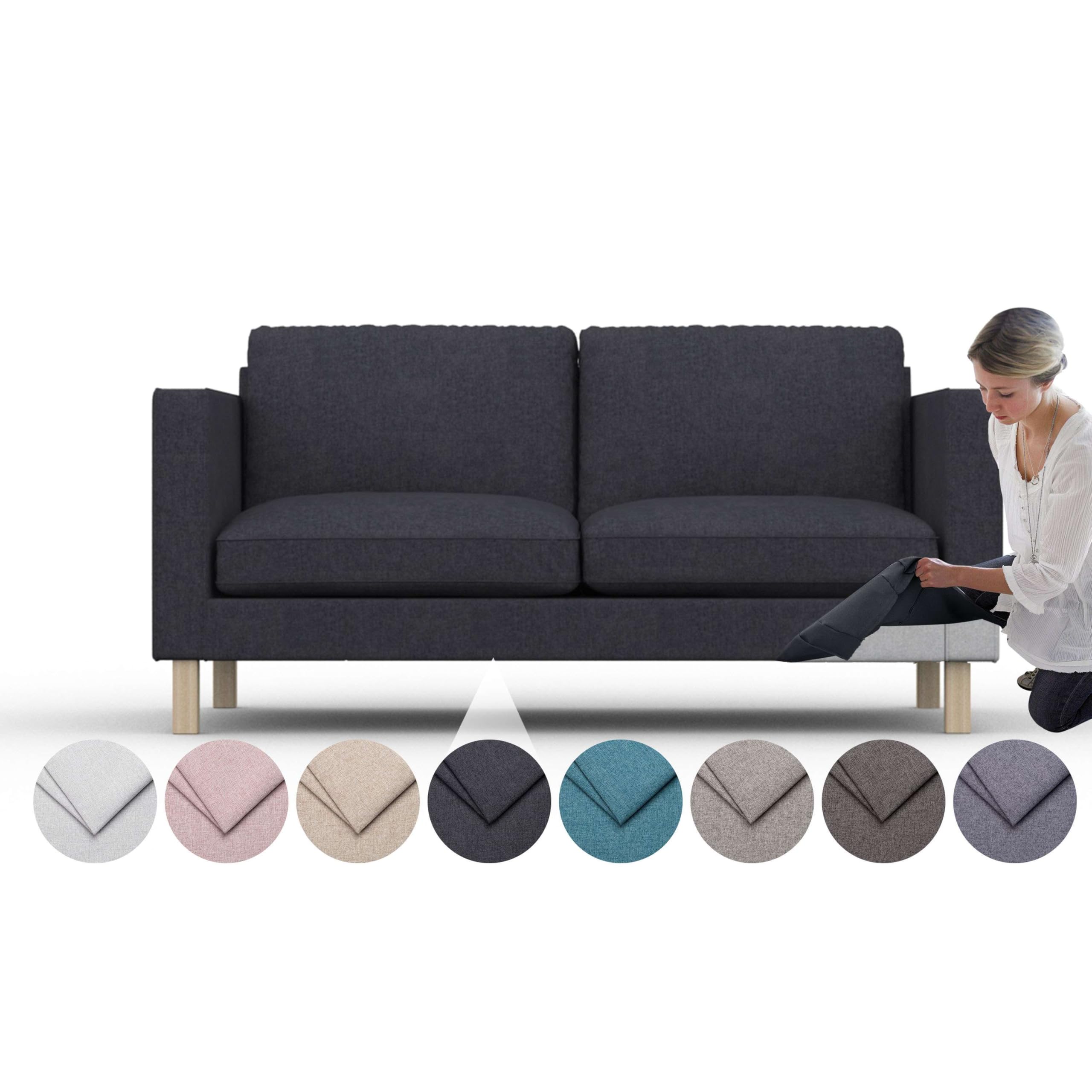 comfortly Cover for Karlstad 2 Seat Sofa, Replacement Slipcover, Heavy Duty 7 pcs Cover, Pets and Stain Proof Durable Nano-Tech Fabric, Easy to Clean & Replace (Cashmere Blends - Anthracite)