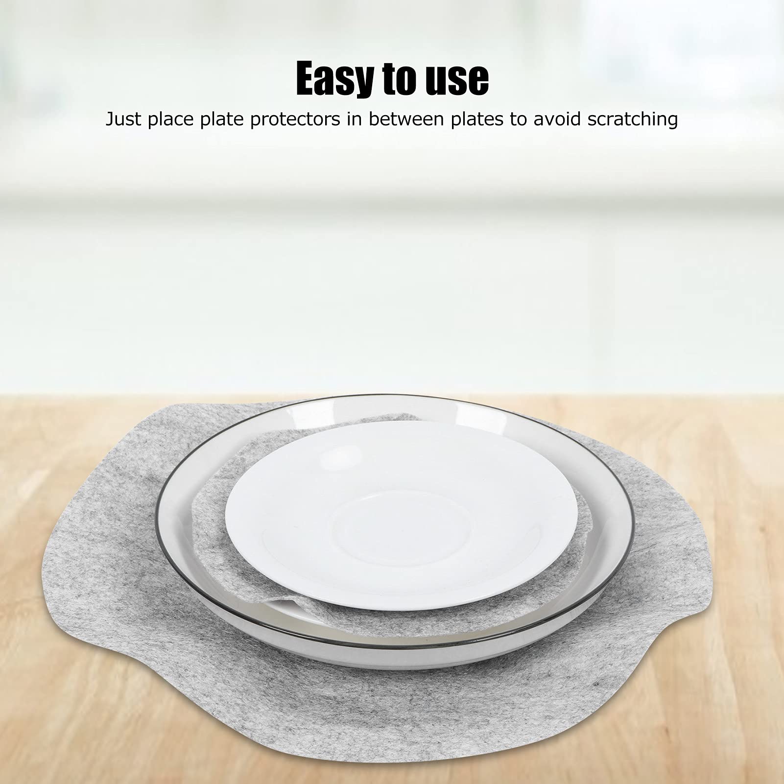 Almohadillas divisorias de Platos Plato de Cena Protección de Fieltro Vidrio Cerámica Separadores de Utensilios de Cocina(gris1)