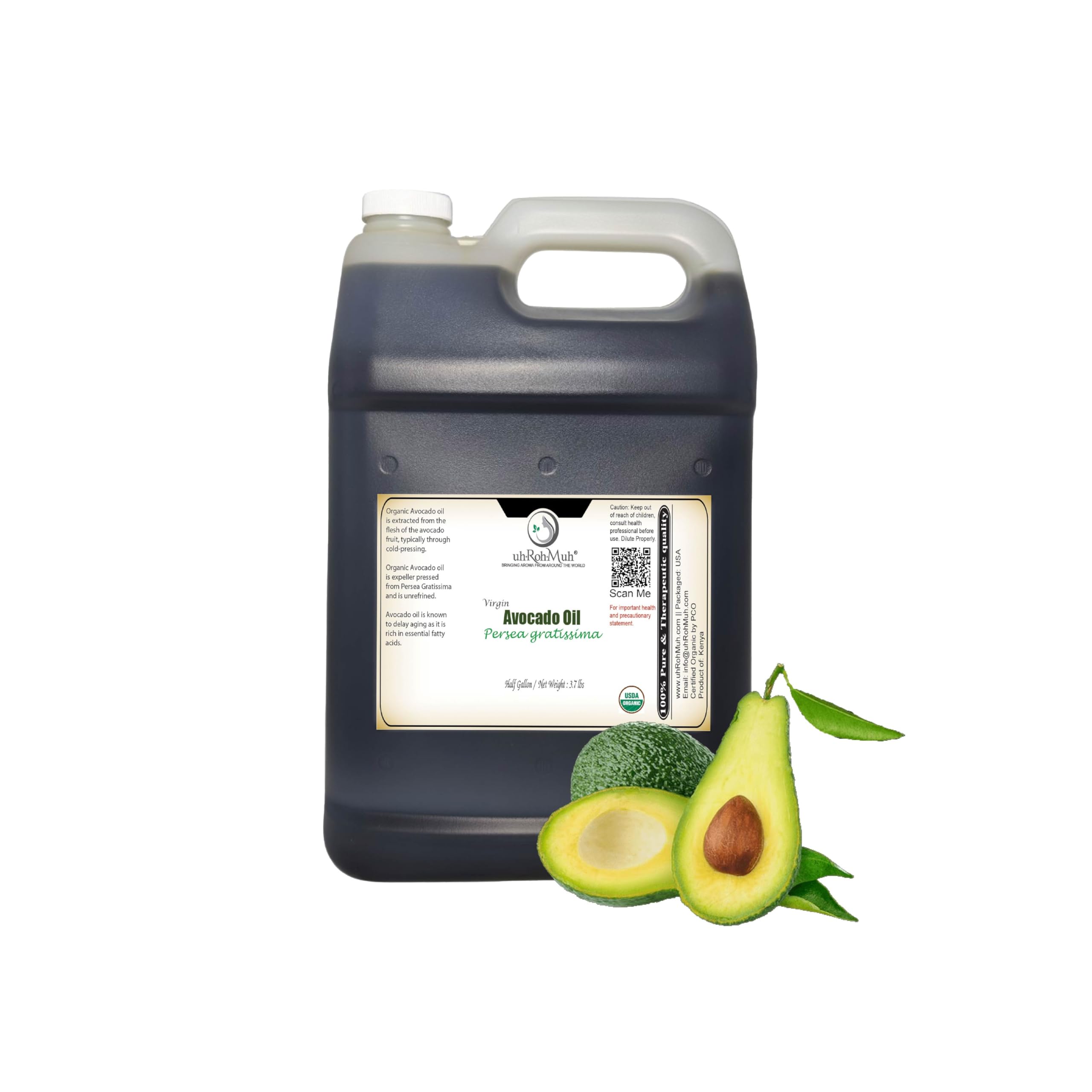 Premium Organic Avocado Oil – Cold-Pressed & Virgin | Pure Avocado Hair Oil, Hydrating & Moisturizer for Skin & Hair | Cooking & Aromatherapy Use |