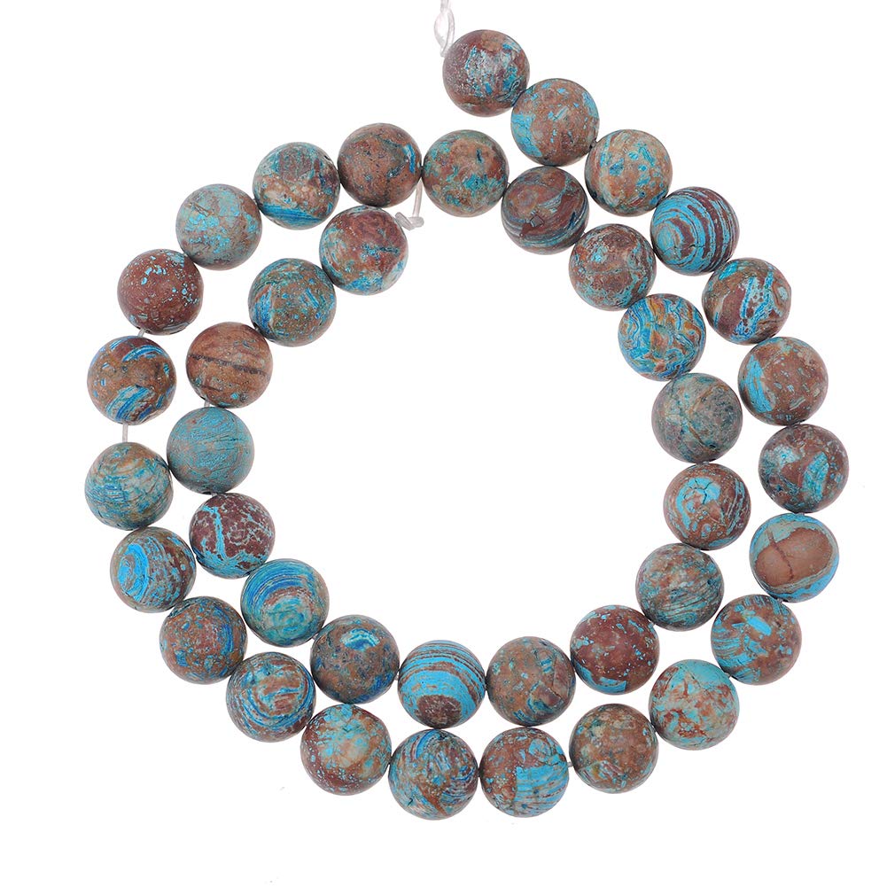 Natural Stone Beads 12mm Crazy Blue Lace Agate Matte Gemstone Round Loose Beads Crystal Energy Stone Healing Power for Jewelry Making DIY,1 Strand 15"