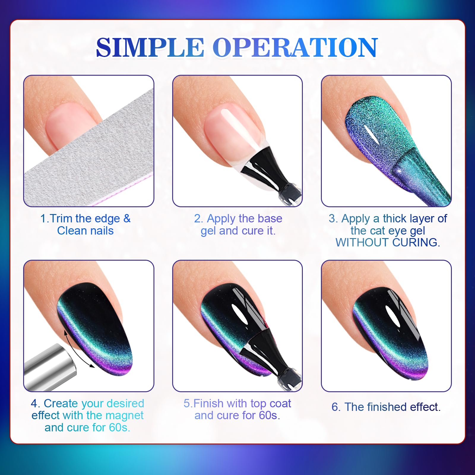 INPING Semi-Permanent Nail Polish, TPO-FREE HEMA-FREE, Aurora Cat's Eye Semi-Permanent Nail Polish with Magnet, UV LED Gel Nail Polis for Women Manicure Salon, 7 ml — view 7