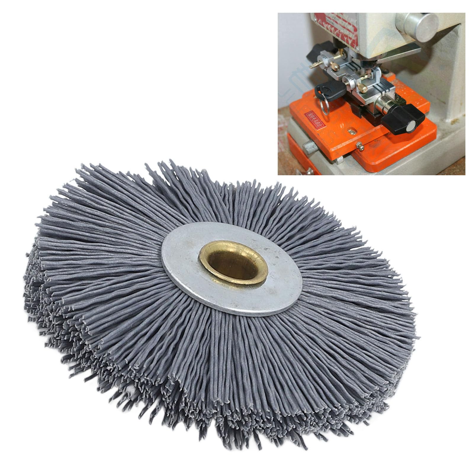 Brosse d'ébavurage pour Machine à Clés avec Poils en Nylon, Outil de Nettoyage pour les Machines à Clés Bravo Special et Rekord, et Polyvalent, Taille 80 X 15 X 10 mm.