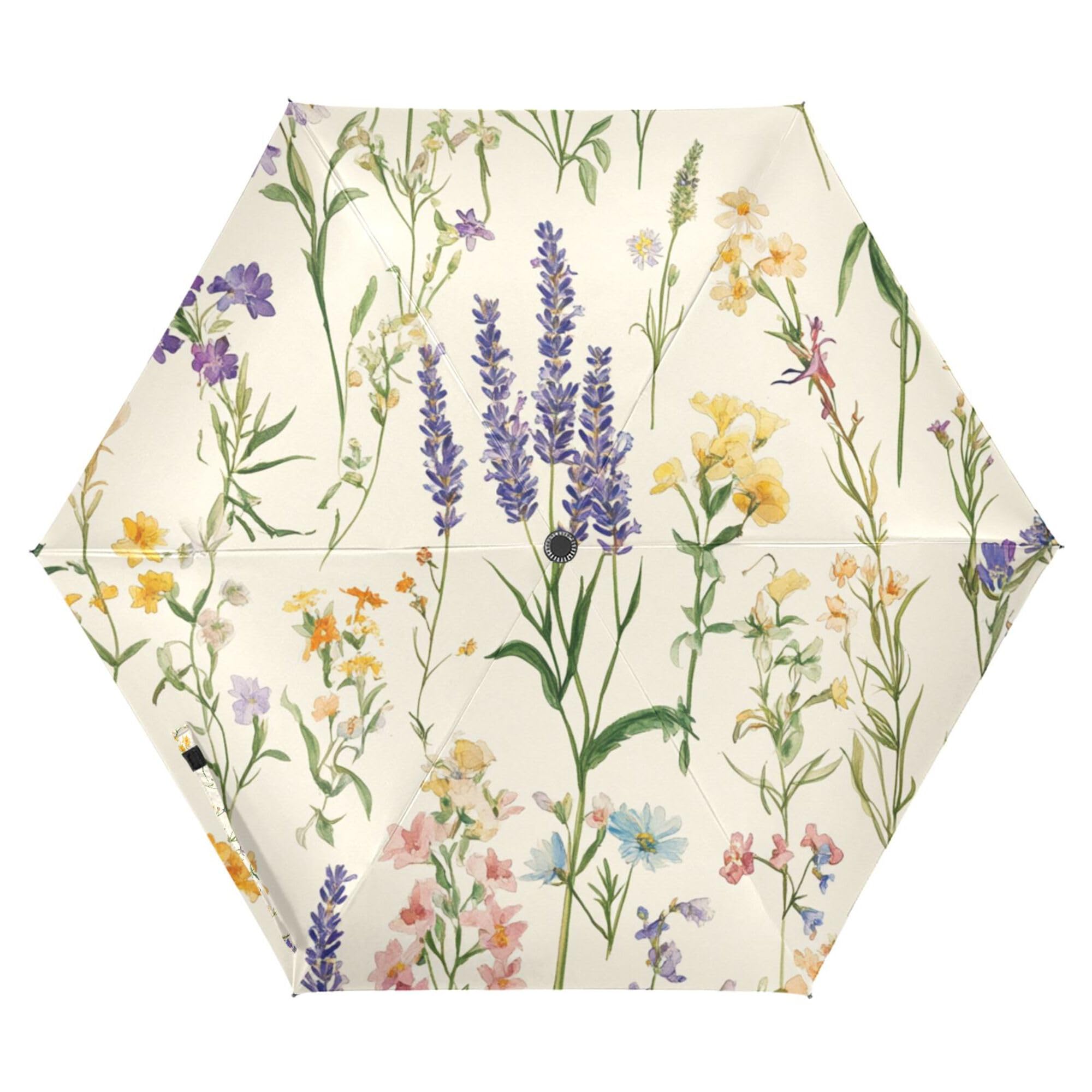 JUNZAN Spring Flowers Lavender Daisy Lily Beige Umbrella For Travel 39 Inch Windproof Automatic Open Close Kids Umbrellas for Men Outdoor Defence Accessories
