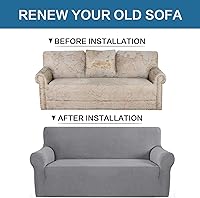 Vista 6 de H.VERSAILTEX Fundas elásticas para sofás 1 pieza, funda para sofá para perros, lavable, 3 fundas para cojines de sofá con tela jacquard gruesa a