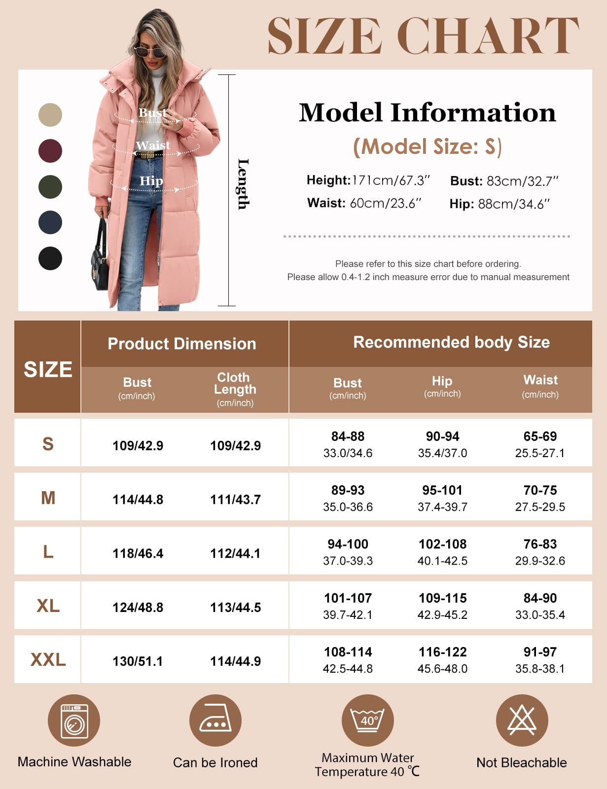 Vancavoo Abrigos de Acolchado para Mujer Chaqueta Larga con Capucha de Invierno Cálido y Elegante Coat Abrigo Largo Gruesa para Exteriores