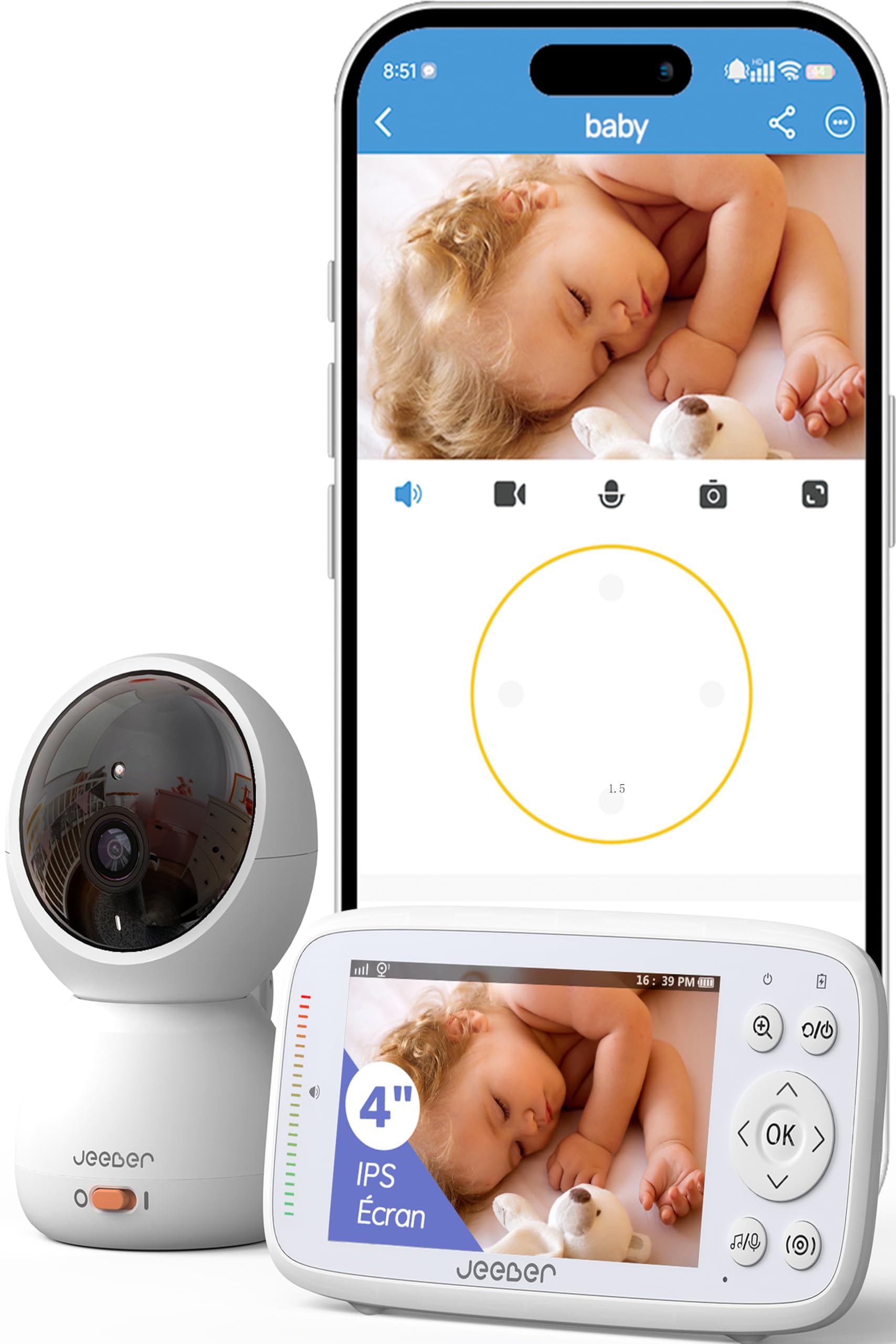 2,5K/4MP Babyphone mit Kamera - Keine Entfernungsgrenzen mehr, Überwachen Sie Ihr Baby überall mit Handy