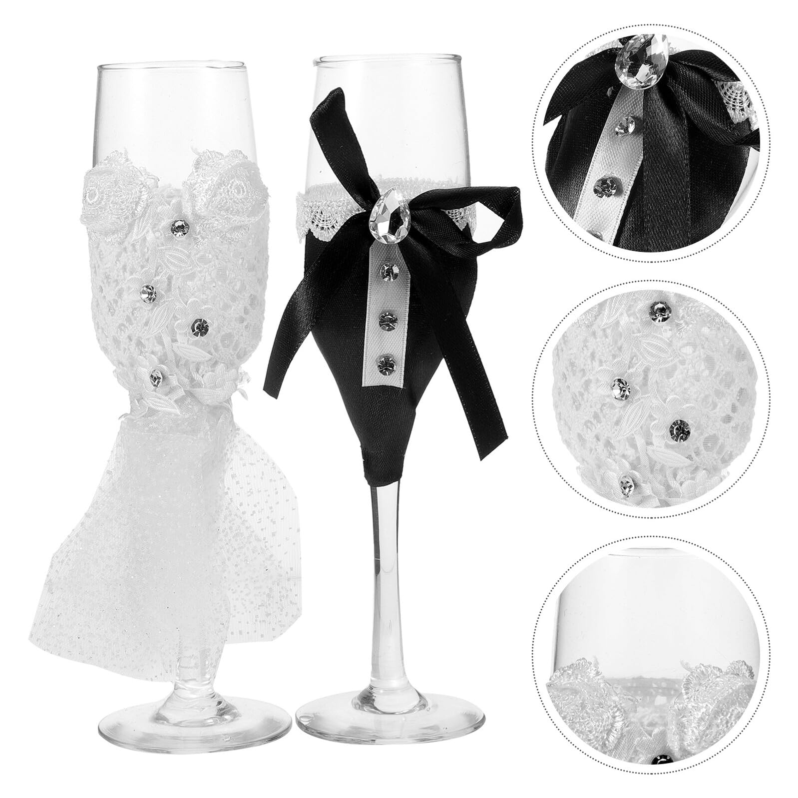 SOIMISS Set 2 Calici da Vino Matrimonio in Vetro senza Stelo Bicchieri da Birra e Whisky per Feste e Cerimonie Accessori per Bar e Uso Domestico Regalo Personalizzato per Sposa e Sposo