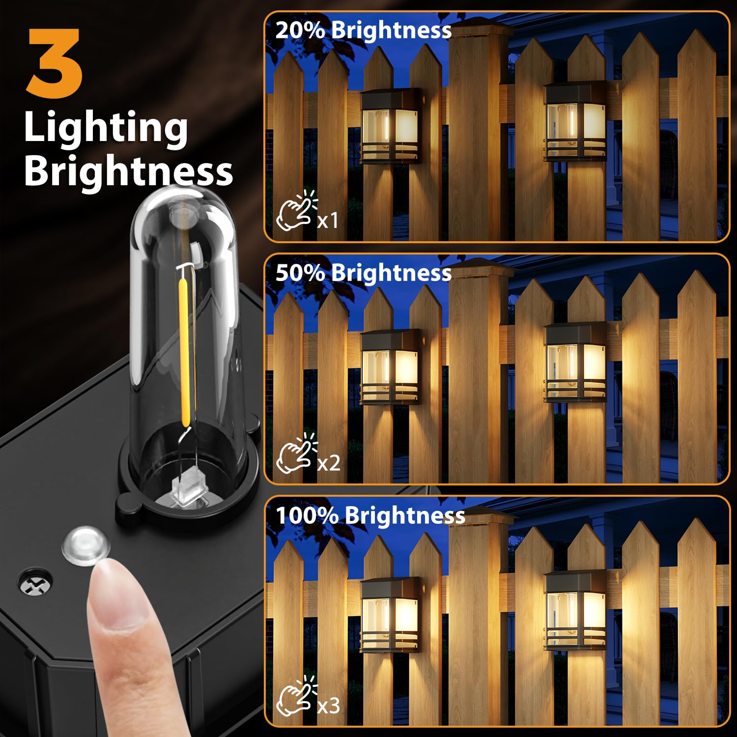btfarm 8 Stück Solar Wandleuchte Aussen, 3 Farben Heller Solarlampen für Außen Wand LED IP65 Wasserdicht Wandlampe, Zaunleuchten Outdoor Kabellose für Garten Hauswand Terrasse Zaun Balkon, Warmweiß