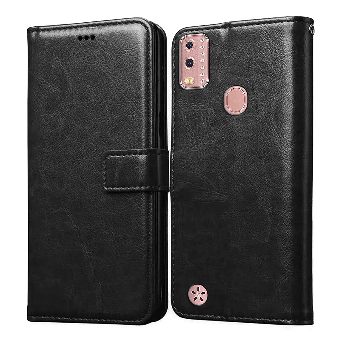 Casotec Flip Cover for Lava BeU | Premium Leather Finish | Inbuilt Pockets & Stand | Flip Case for Lava BeU (Black) (B09S3LP8M1) Amazon Price History, Amazon Price Tracker