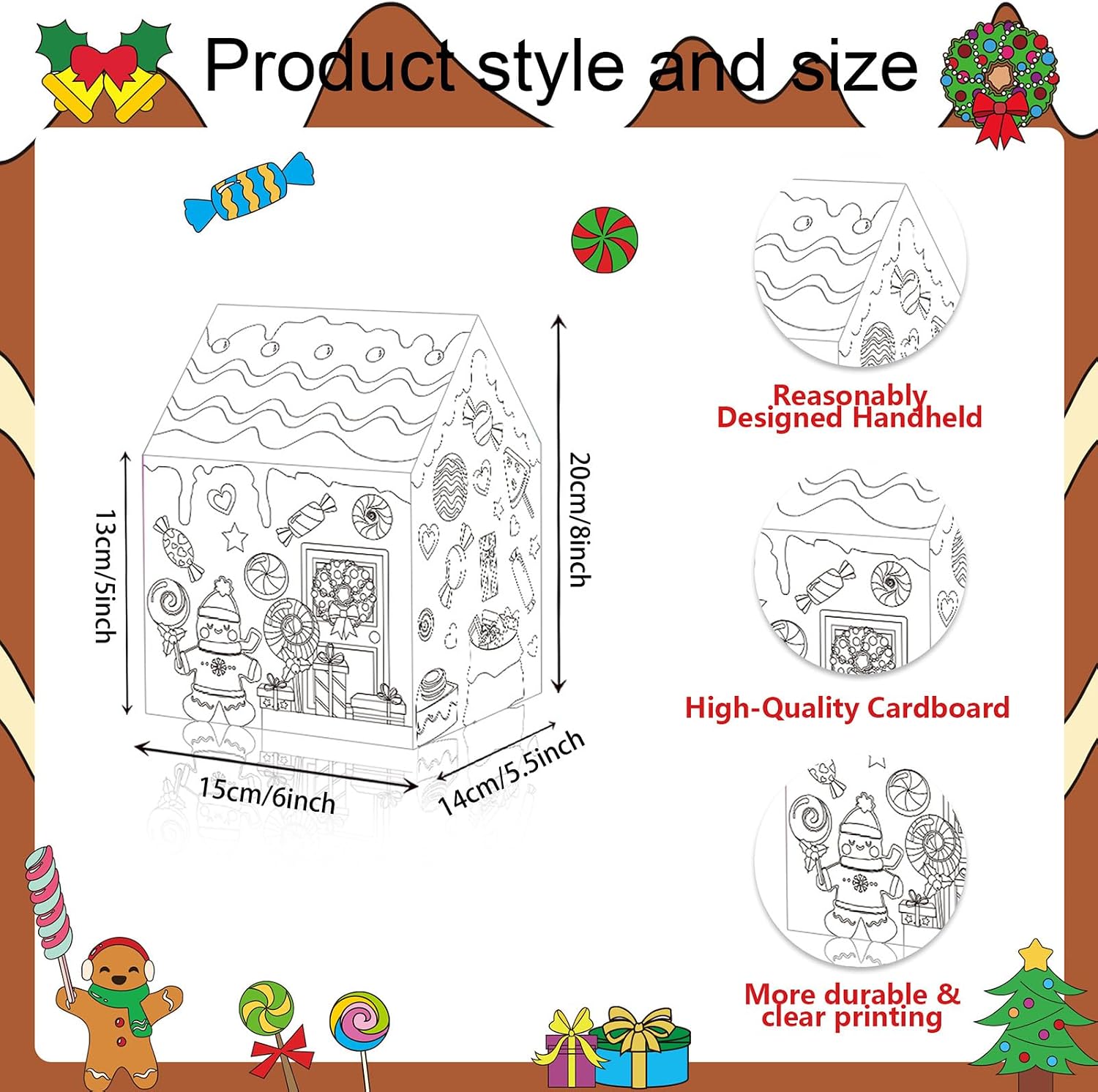 DIY Holiday Coloring Houses - 12-Piece Creative Decoration Set, Interactive Craft for Fun and Learning, Great Seasonal Activity, Engaging Artistic Kit, Christmas Coloring House for Teens Adults