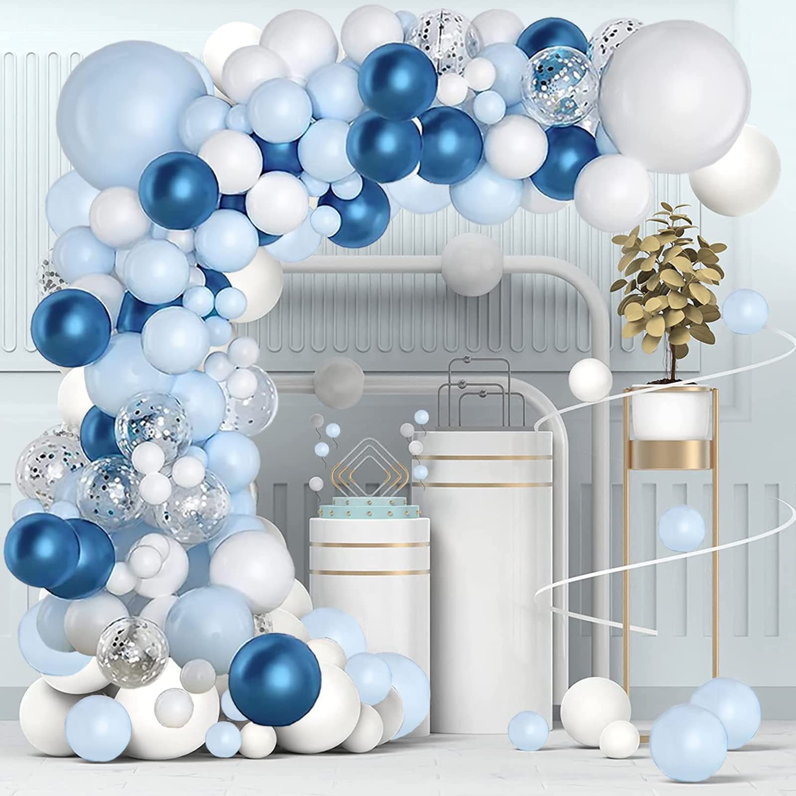 Buy Blue Balloons Garland Arch Kit 104Pcs Blue White Silver Balloon