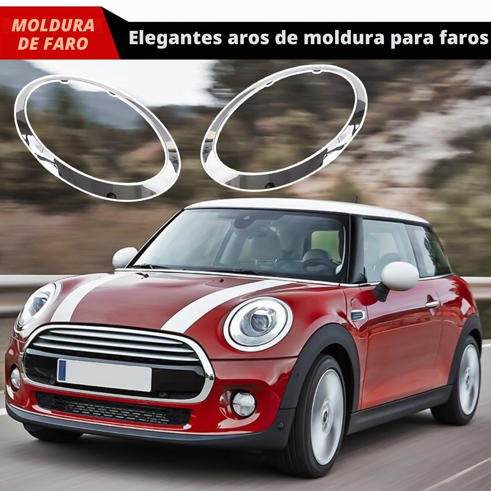 Anillo decorativo para faros delanteros para coche, compatible con Mini Cooper F55 F56 F57 2014 – 2021, repuesto de anillo embellecedor de faros cromados, OEM 51137300631 51137300632 51712355791