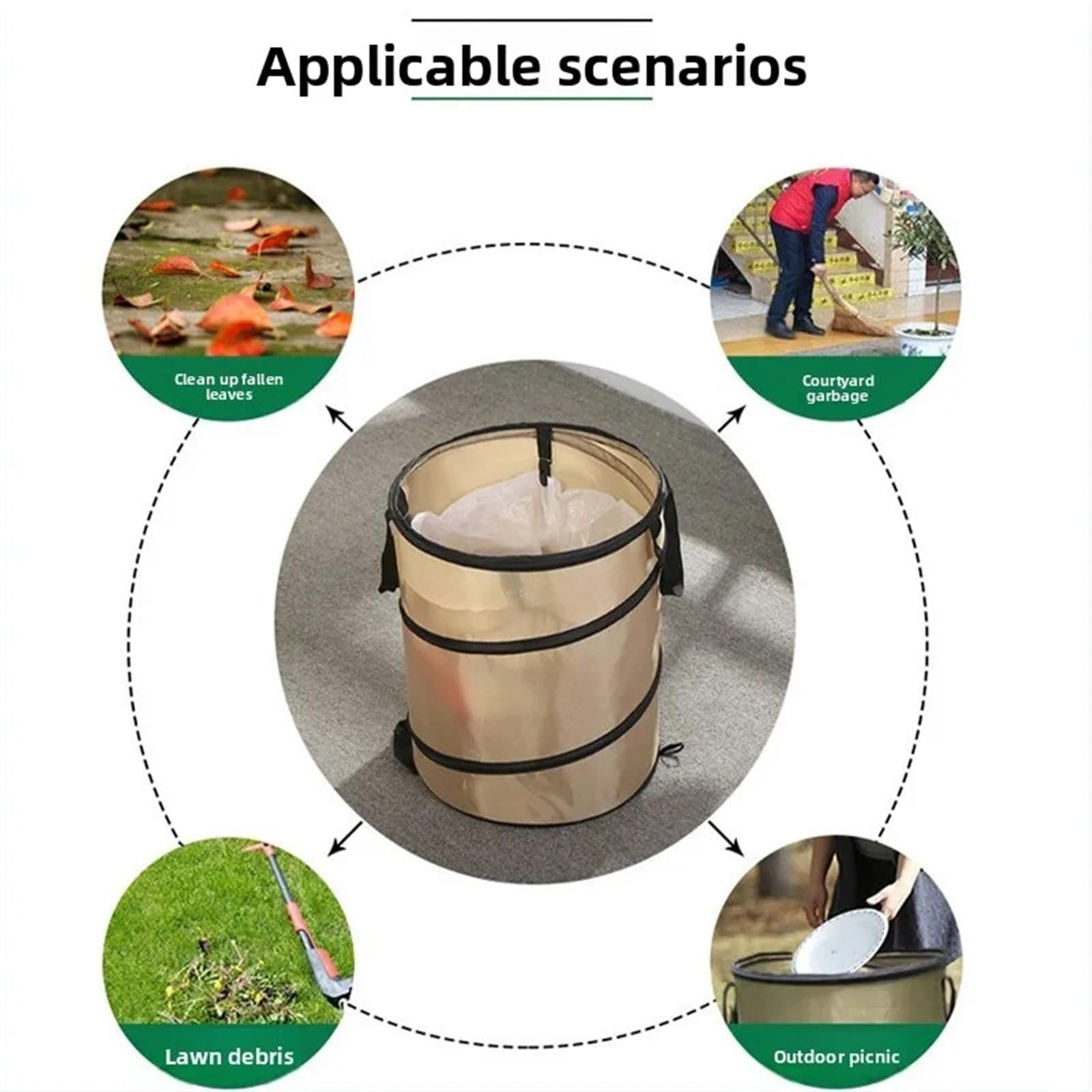 Bolsa para Residuos de Jardín Contenedor de basura plegable portátil for acampar