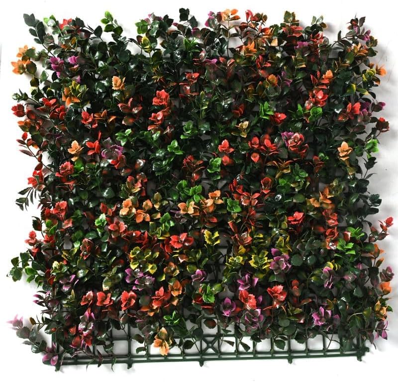 Artificial Wall Grass (8 Pcs) for Home Decoration, Grass Mat for Wall, Vertical Garden Artificial Plants (Multicolour Butterfly Design, 50cm X 50cm X 5cm, Plastic, Pack of 8)