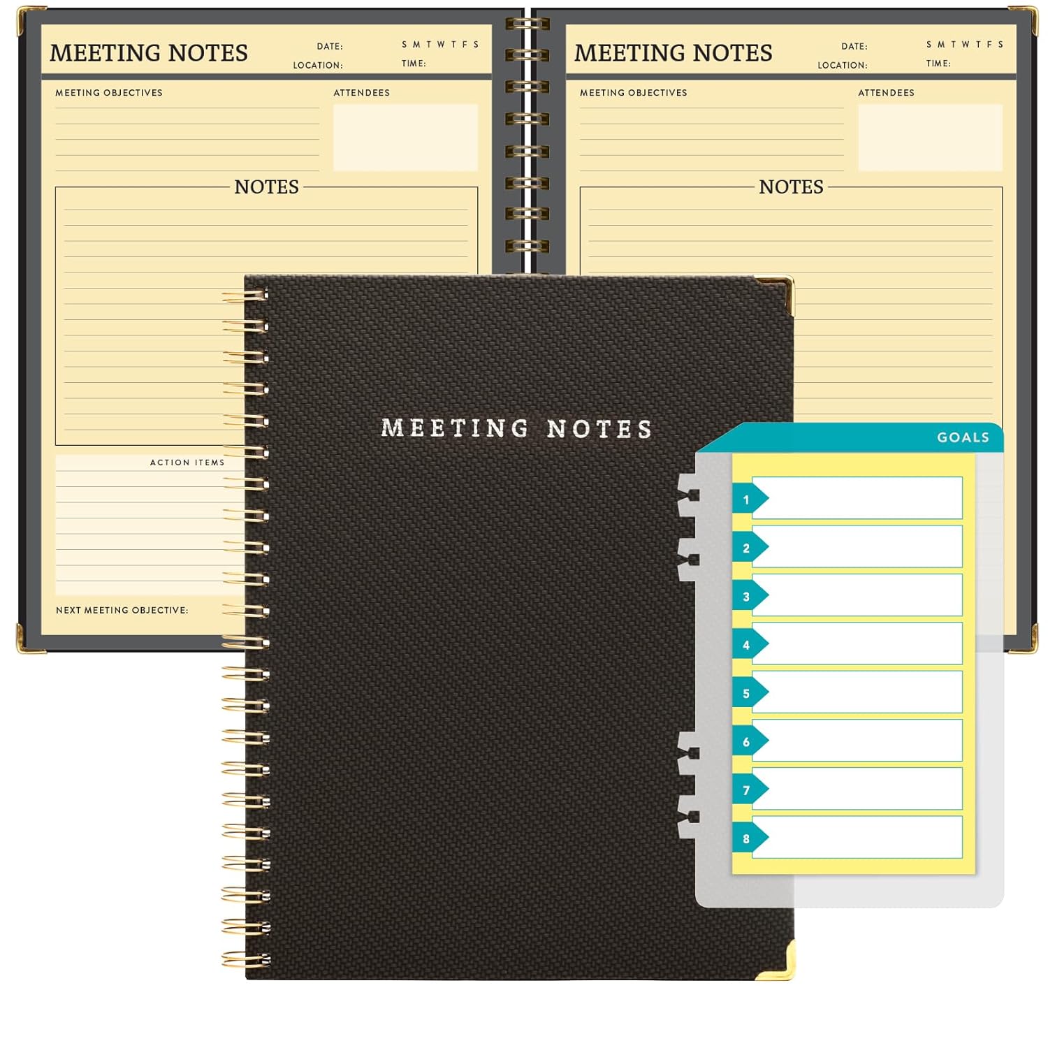 Global Printed Products Meeting Planner, Black (8.5" x 11")      Office Product