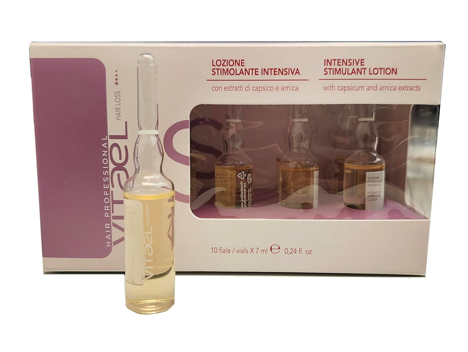Vitael Hair Loss Stimulant Intensive Lotion With Essential Oils and Plant Stem Cells Pack 10 ampoules x 7ml.