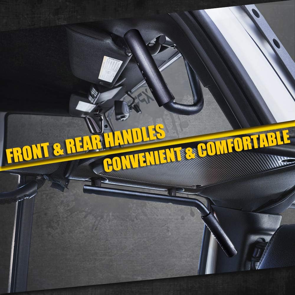 Xprite Black Aluminum Front & Rear Steel Grab Bar Handle Kit for 2007-2018 Jeep Wrangler JK