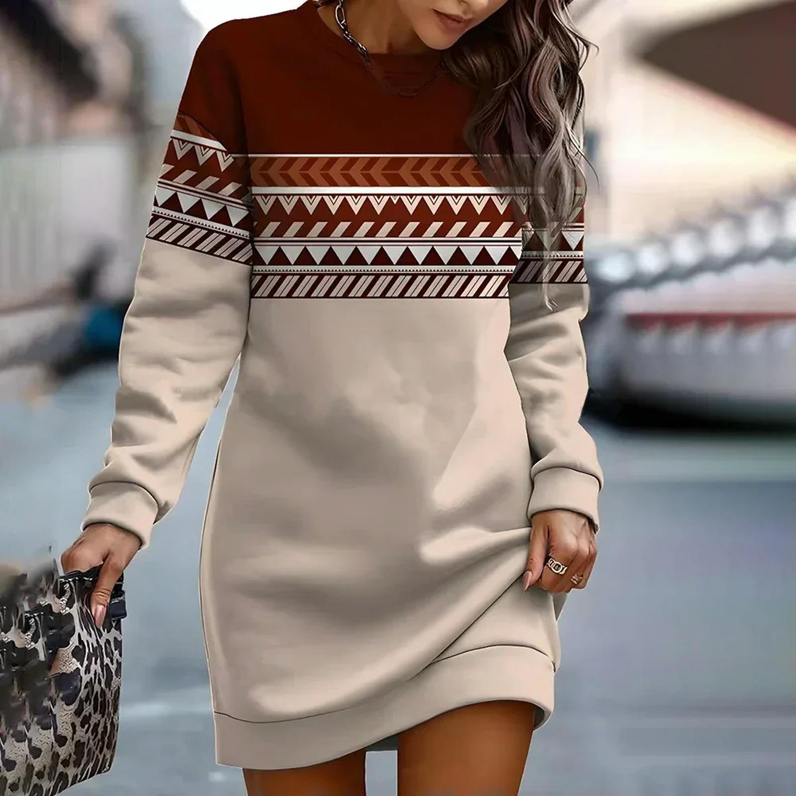 Bluza z kapturem damska swobodna prosta bluza z nadrukiem bez kaptura, okrągły dekolt, biuro Lady Top uncja-XL, uncji, XL