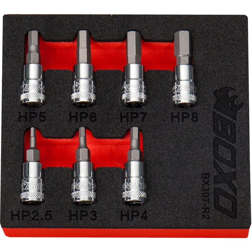 1/4" Drive Tamperproof Hex Bit Socket Set 7 Pcs. BOXO BX307-R2
