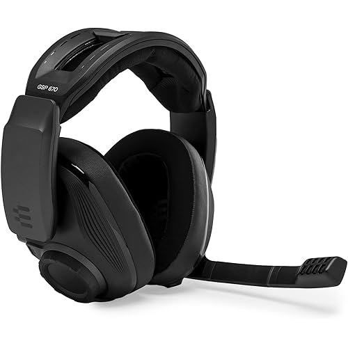 EPOS I Sennheiser GSP 670 Wireless Gaming Headset, 20 Hour Battery Life, Lag-Free, Noise-Cancelling Mic, Flip-to-Mute, Comfortable Ear Pads, 7.1 Surround Sound, Works on PC, Mac, PS5, PS4 & Phone