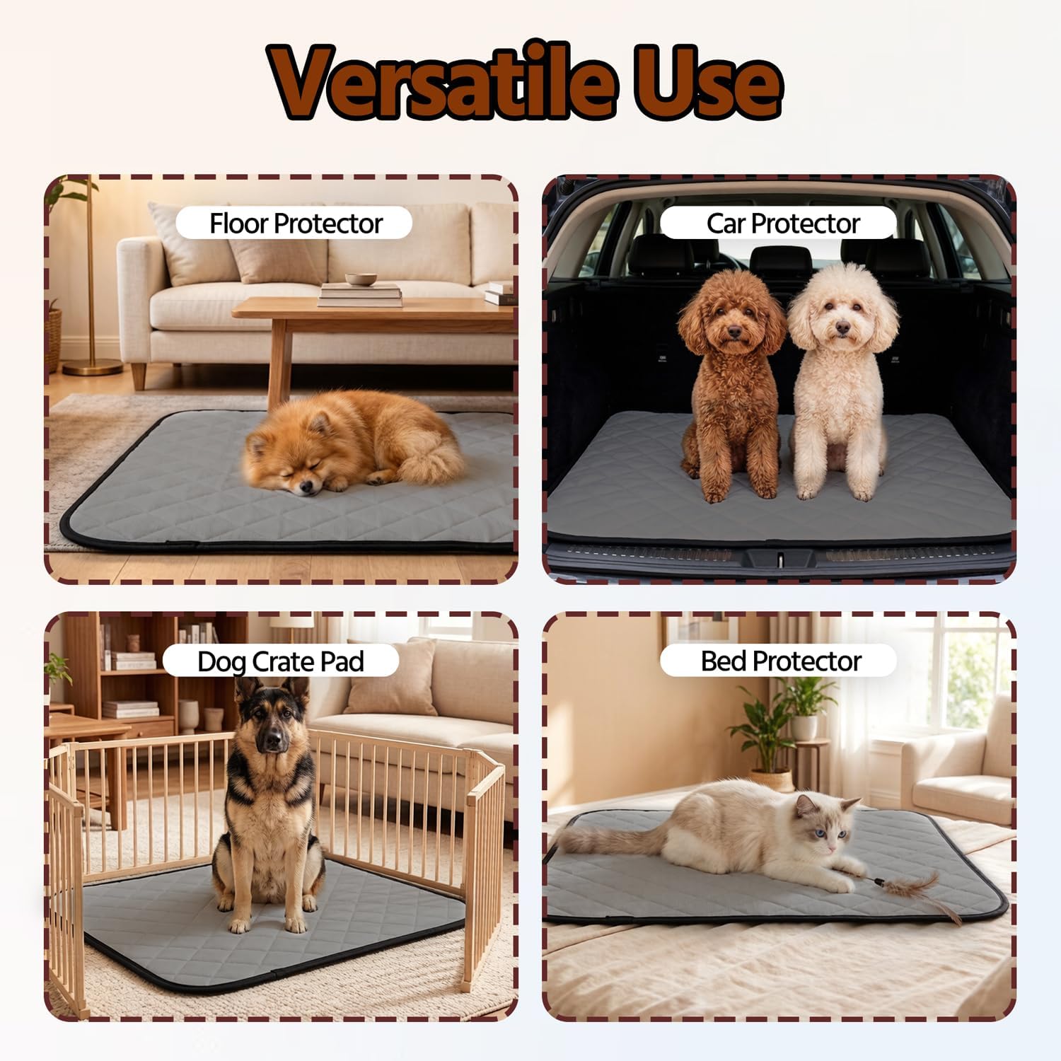 Washable Pee Pads for Dogs,Waterproof Dog Training Pads,Playpen Mat,Non-Slip Potty Pads,Super Absorbent Whelping Pads,Puppy Pad with Rounded Corn,Potty Pads (72x72(1 Pack))
