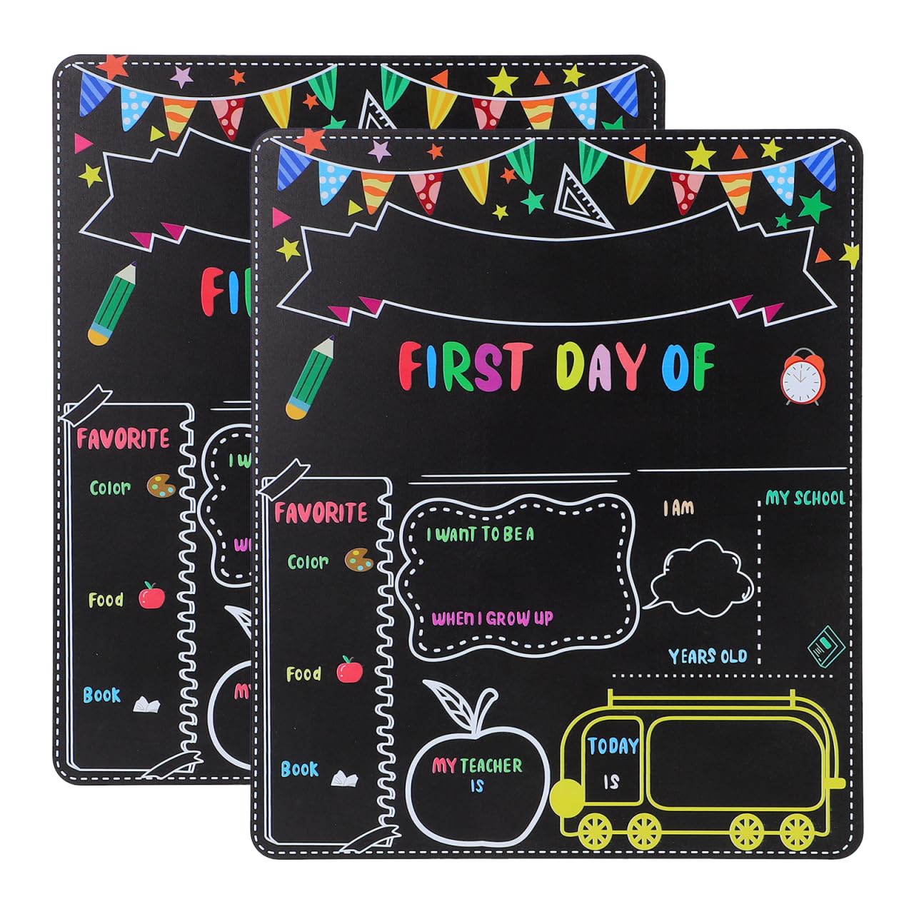 First Day of School Chalkboard, 2pcs Back to School Chalkboards