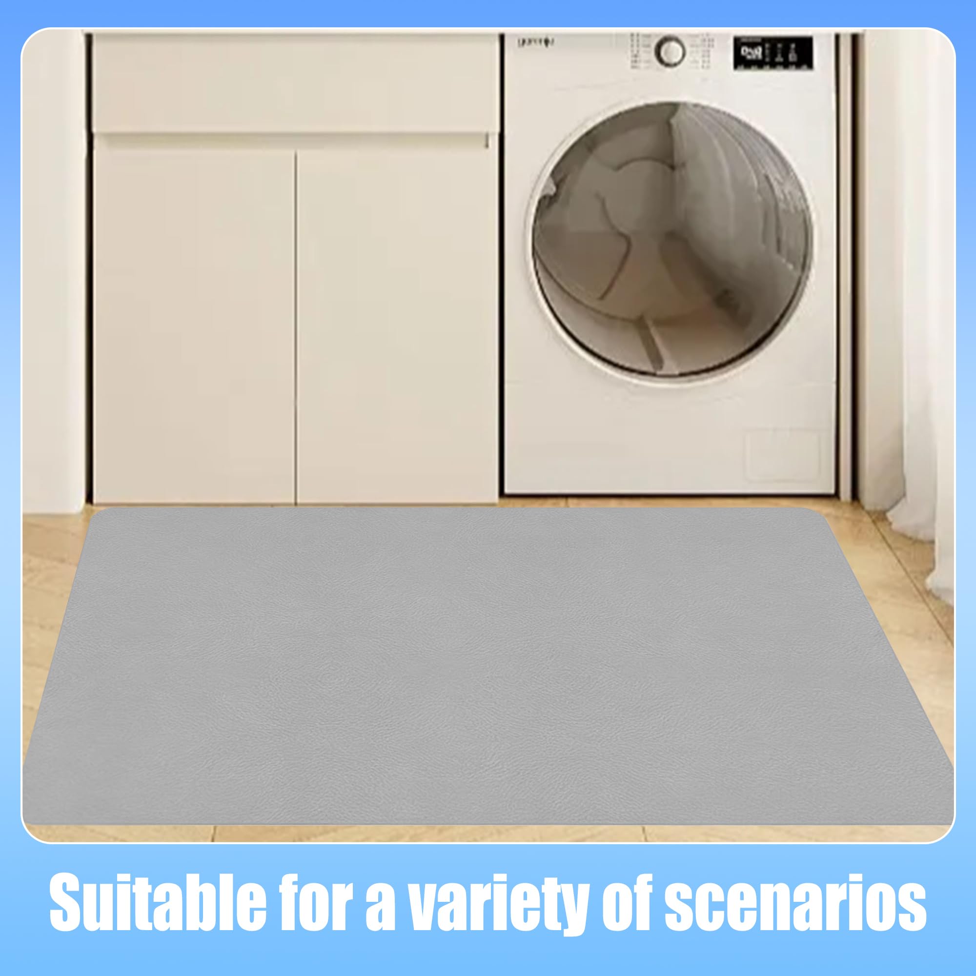 Tappeto Bagno Assorbente 50 x 165 cm Ad Asciugatura Rapida Tappetino in Pietra Assorbente Lavabile Morbido per Porte Del, Vasca da Bagno, Doccia, Grigio Chiaro