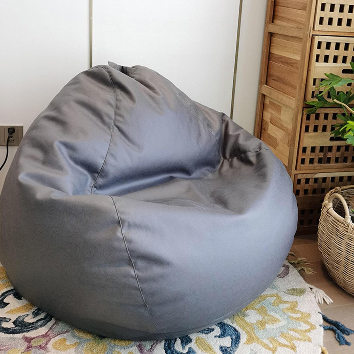 ビーンバッグソファーカバー (中身なし) リビングルーム家具 洗える大人用ビーンバッグチェア 外側カバー ホームレジャー シングルソ