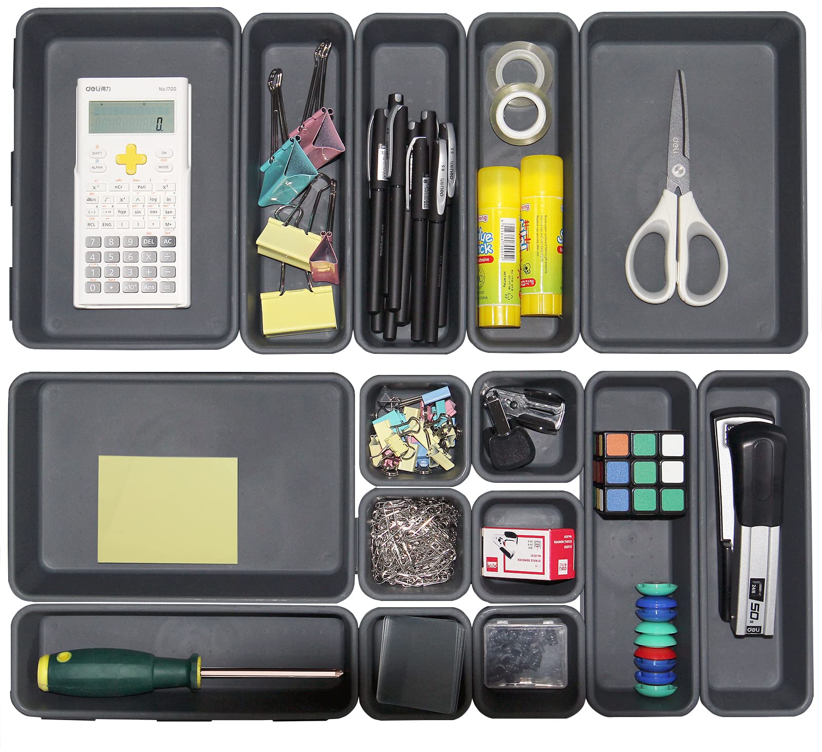 15 PCS Interlocking Desk Drawer Organizer Separator for Office,Bathroom,Kitchen,Makeup