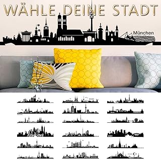 Grandora Wandtattoo Skyline München I (BxH) 100 x 28 cm schwarz I Wohnzimmer Städte der Welt Aufkleber selbstklebend Wandaufkleber Wandsticker Sticker W5156