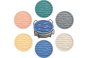 Coasters for Drinks: 6-Piece Silicone Coaster Set, Perfect for Coffee Tables and Office Desks