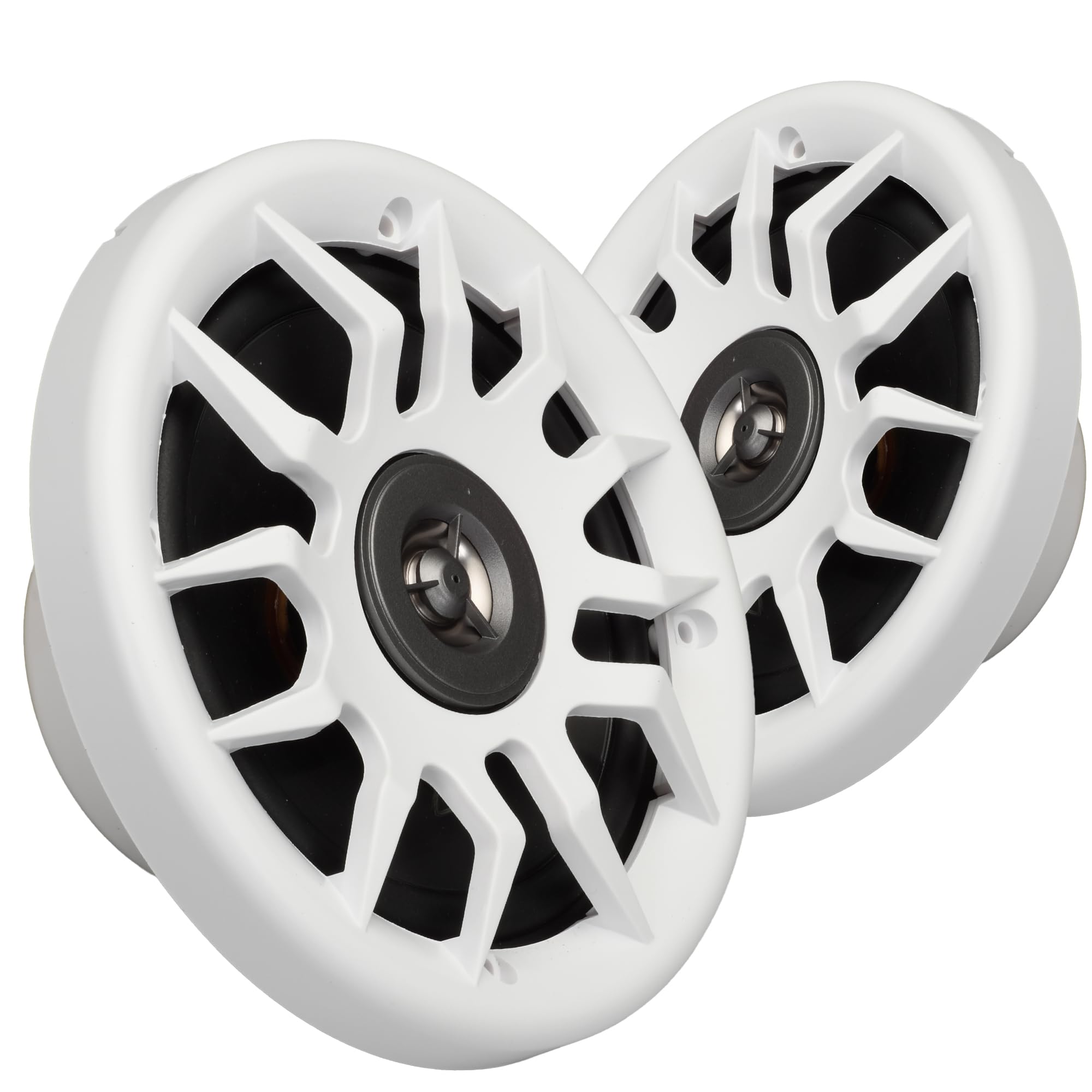 Magnadyne Marine Audio Speakers, 80 Watts, 6.5 Inch, Water Resistant, UV-Resistant, with Metallic Dome Tweeter, High-Performance Marine, RV &amp; Vehicle Upgrade (White)