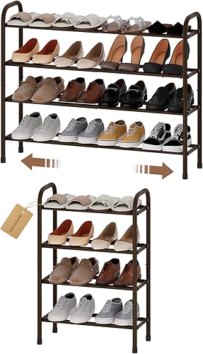 Miniatura 12 de Zapatero ampliable, zapatero pequeño de metal de 2 niveles, organizador de zapatos ajustable, estante de almacenamiento para armario, entrada, color