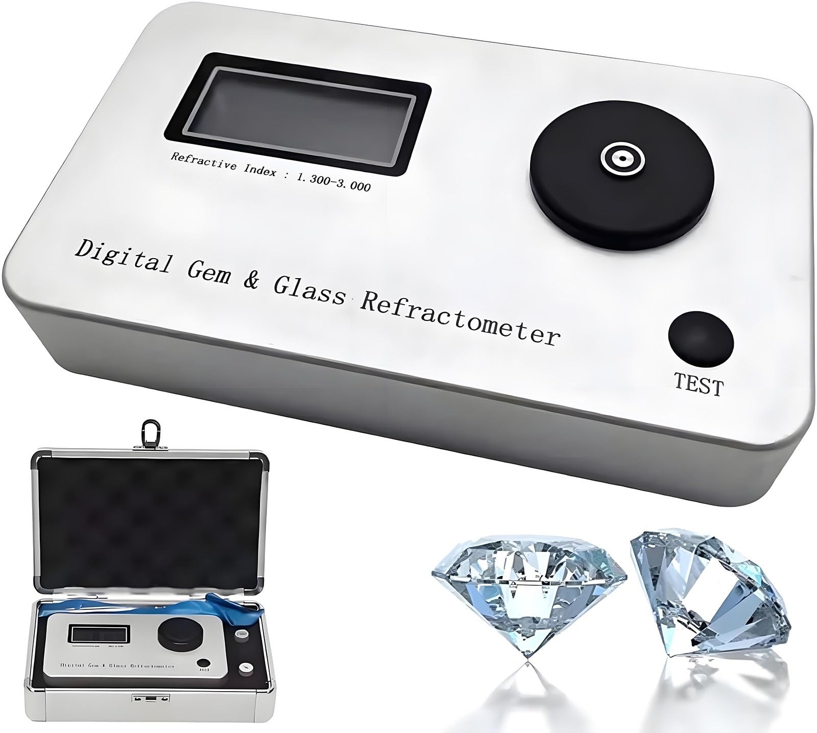 Refractómetro profesional de piedras preciosas, índice de refracción 1.300-3.000, probador digital preciso de joyas para identificación de diamantes, oro y plata