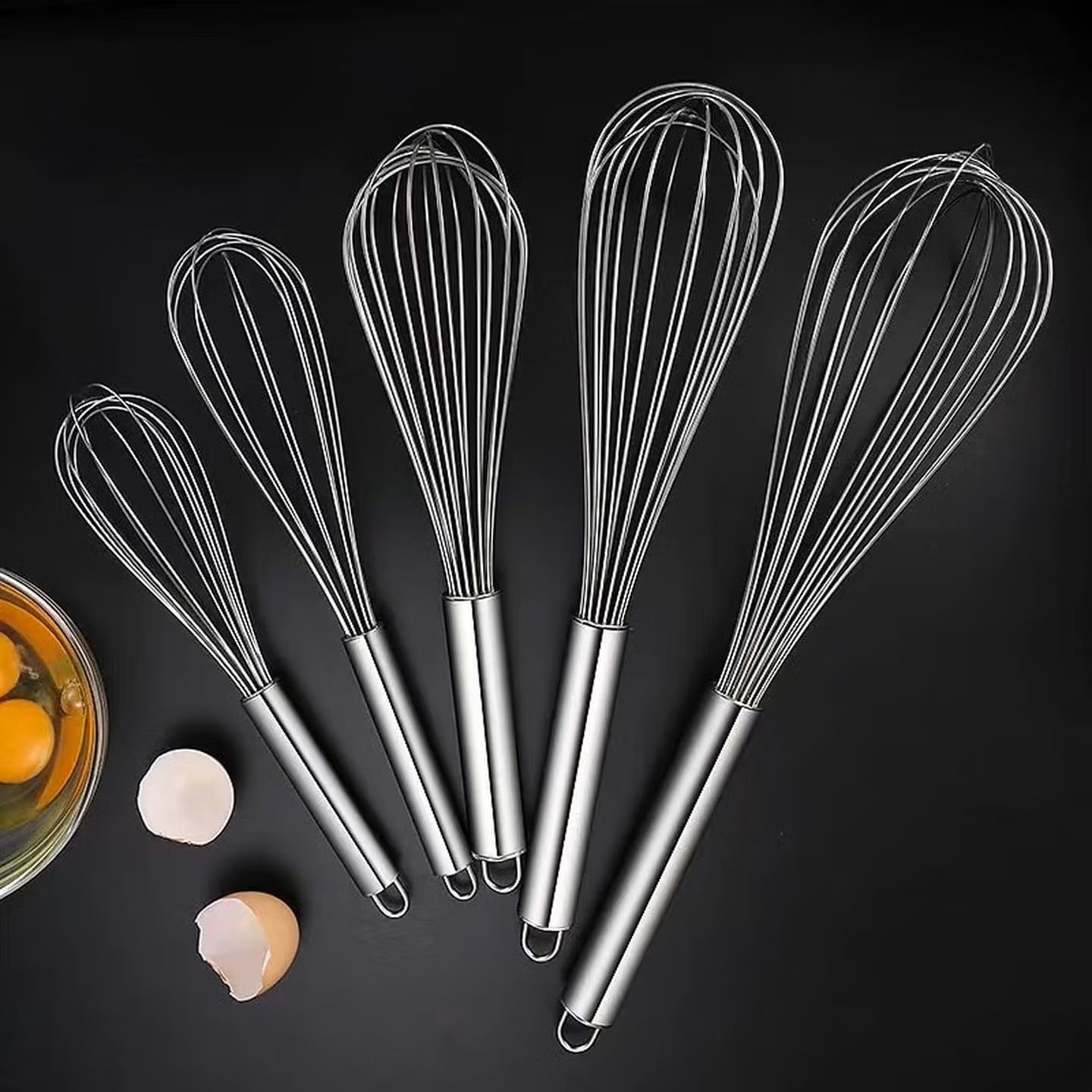 Stainless Steel Manual Whisk, 304 Thick Steel Hand Egg Beater with Long Handle, Multiple Sizes 10-24 Inch, for Baking and Mixing (24-inch)