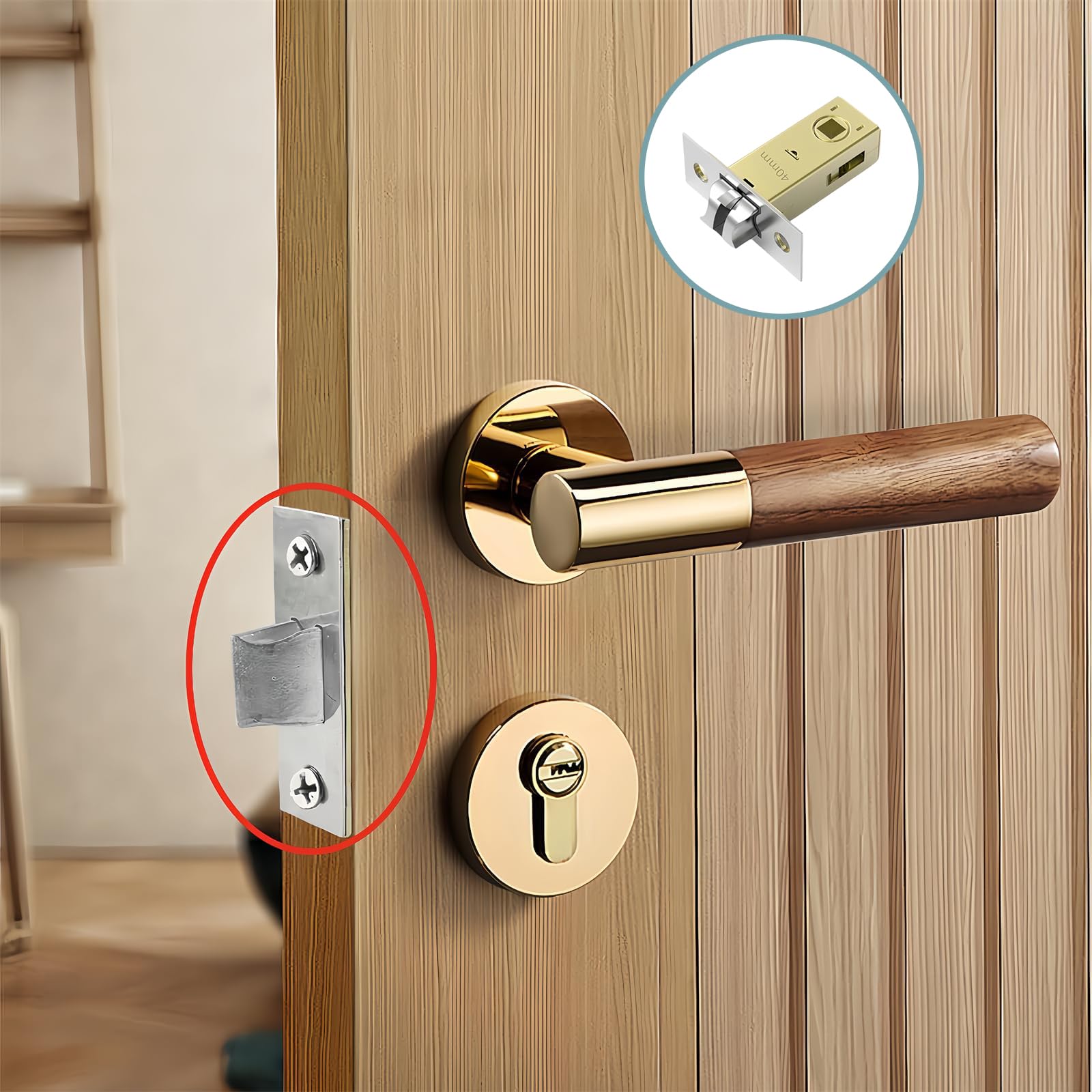TOP-VIGOR 1Pcs 40mm Tubular Mortice Latch - Image 4