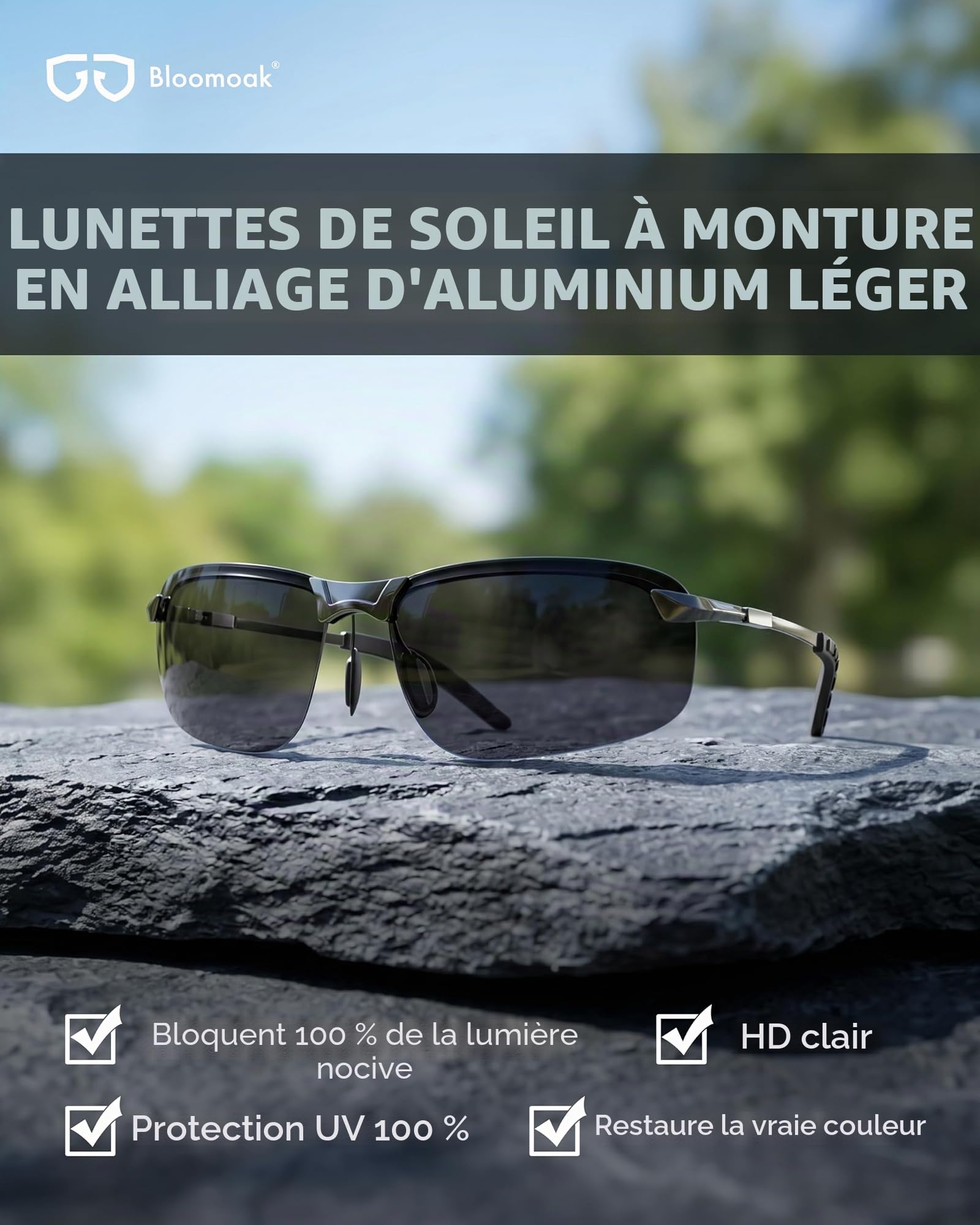 Bloomoak Lunettes de Conduite de Nuit Produit de Designer Verres polarisés pour - TAC Lentille - Apte UV400/la pêche/pour la Protection Anti-éblouissement/Sport Protection des/Réduction de Risque