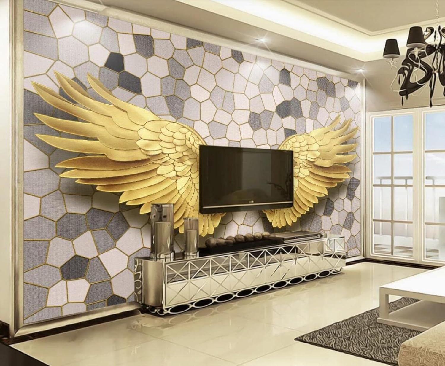 HUI252848 Photo Wallpaper 3D Effect Children's Room Decoration Golden