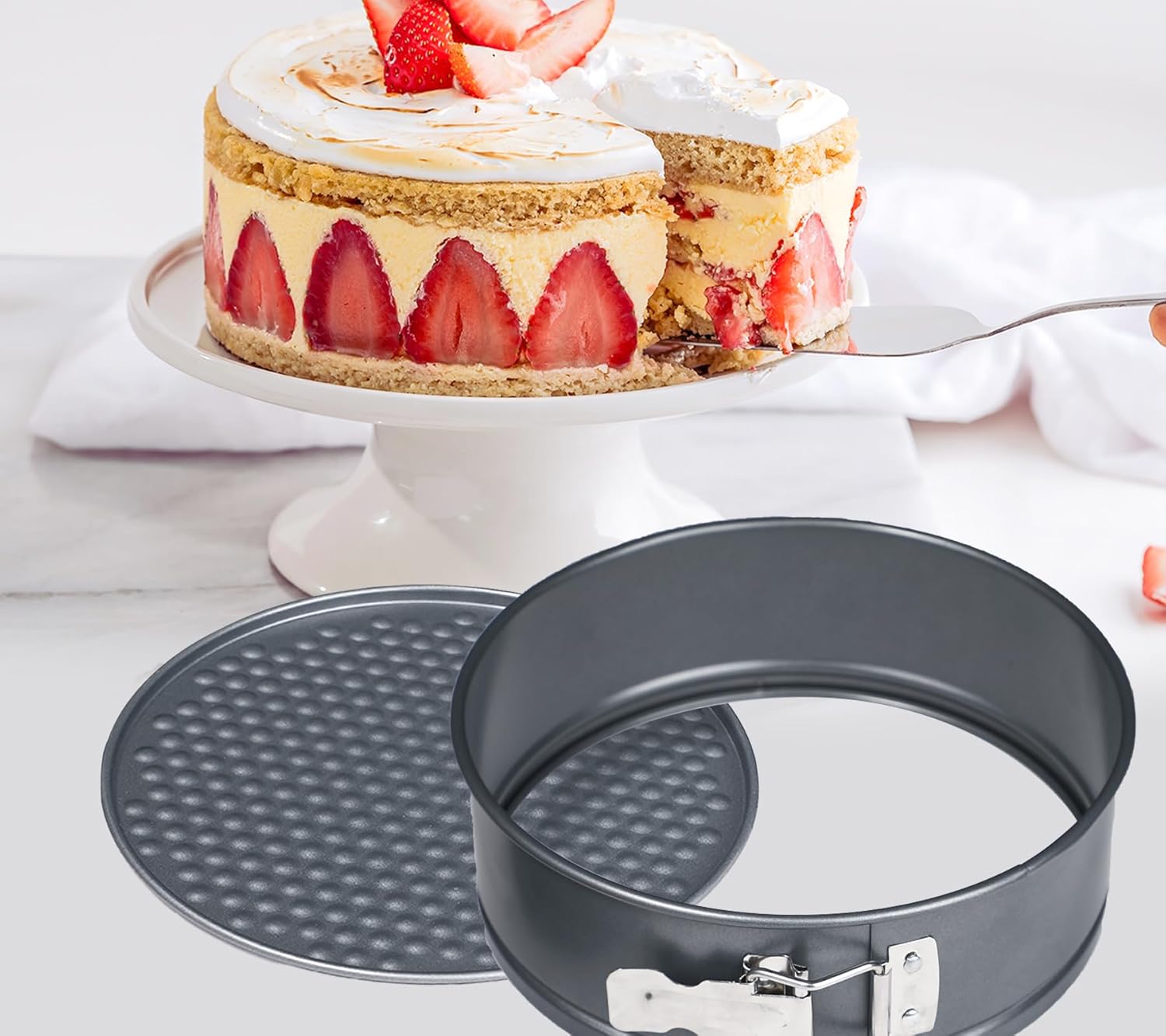Webake 8 Inch Springform Pan Set for Baking, Nonstick Cheesecake Pan Deep Dish Round Cake Molds with 50 Pcs Parchment Paper Liners (Pack of 2)