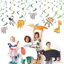 Party Propz Jungle Theme Decoration Swirls – 12 Pcs Hanging Set for Ceiling, Animal Theme Birthday Party Decorations, Safari Jungle Decor, Kids Birthday Decoration Kit for Wild Party Fun gallery image