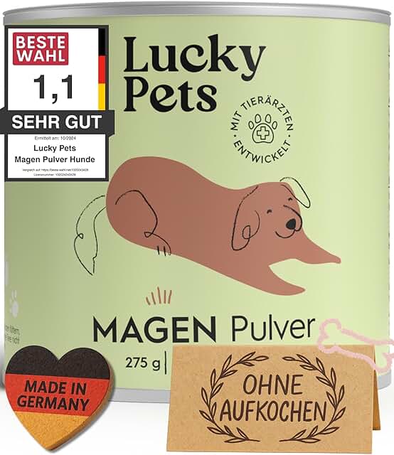 Premium Magenpulver 275g I Ulmenrinde für Hunde I Made in Germany I Ohne Aufkochen sofort verzehrfertig I Slippery Elm Bark I Darmflora aufbauen I Lucky Pets I TESTSIEGER product image