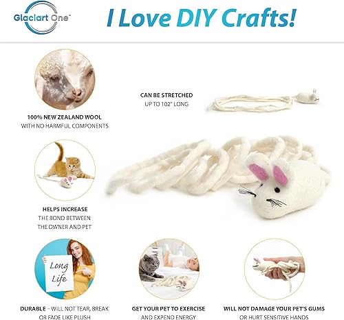 Miniatura 2 de Glaciart One Juguete de fieltro para gatos  Enriquecimiento suave y mullido 100% lana natural  Juego de juguetes interactivos para gatos  Seguro