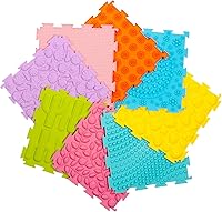 AKIMRABY 8PCS Sensory Mats for Kids Autism - Silicone Puzzle Floor Tiles, Textured Sensory Room Mats with Patterns & Colors