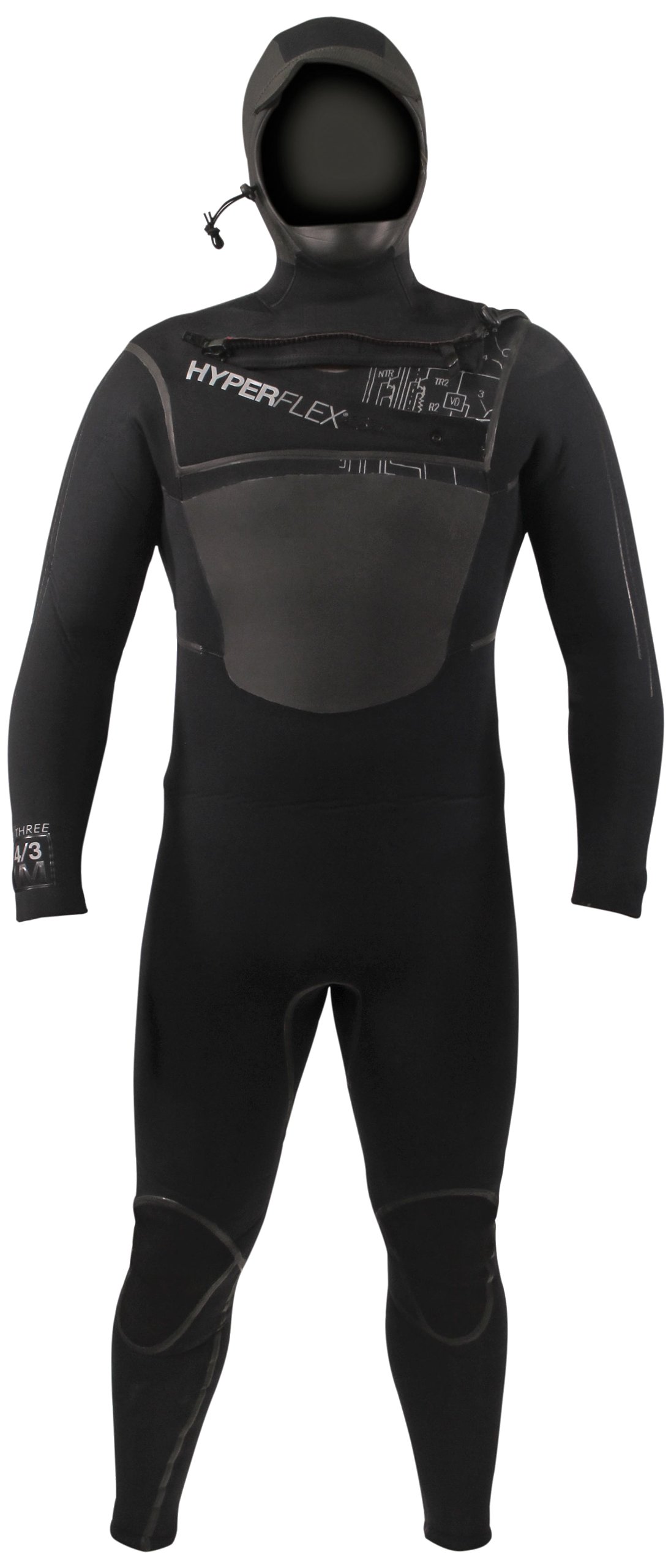 Hyperflex Wetsuits Men's 6.5.4-mm Hooded Amp-3 Front Zip Fullsuit