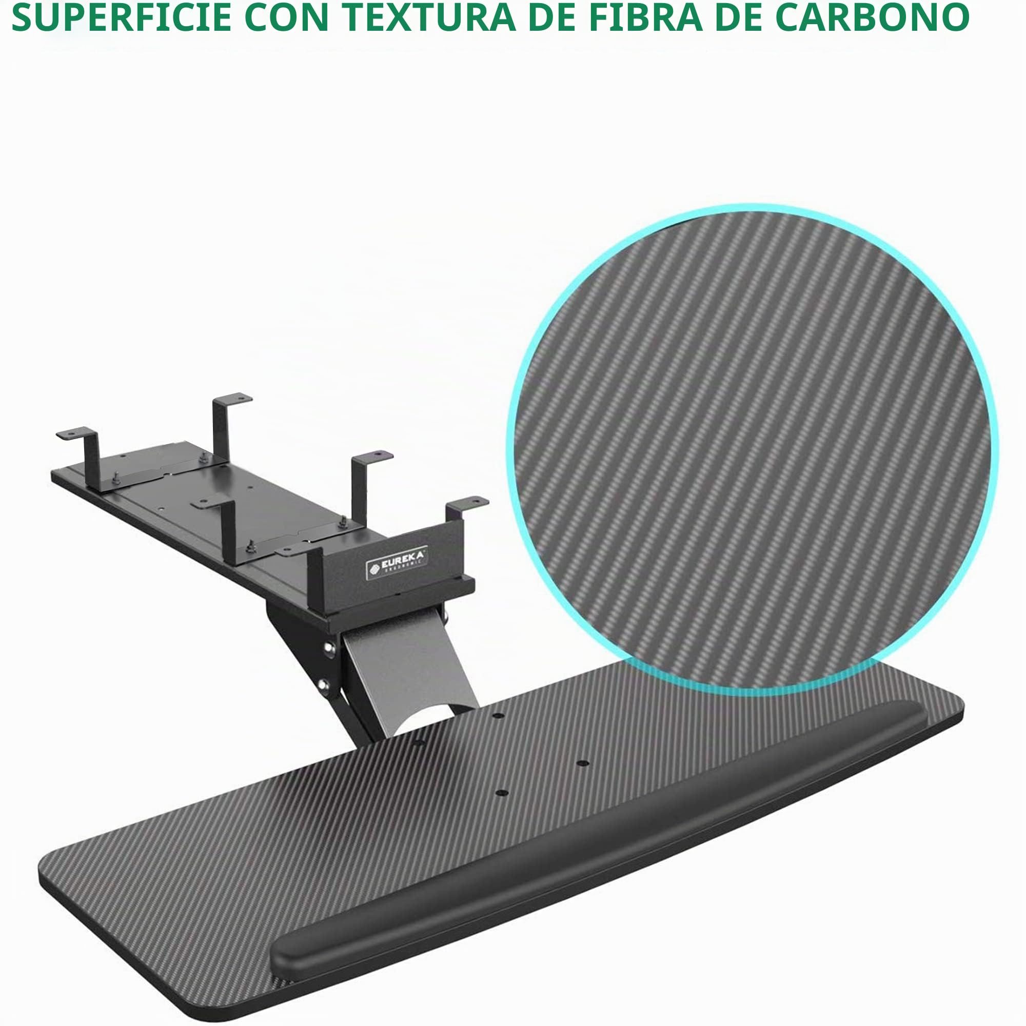 EUREKA ERGONOMIC Bandeja para Teclado Altura Ajustable y diseño de ángel Plataforma para Teclado Plataforma retráctil para Escritorio Estante Giratorio diseño ergonómico (Rojo)