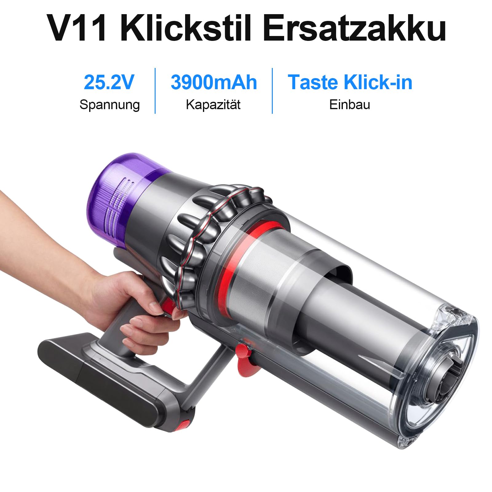 V11 - Batería de repuesto para Dyson 970425-01, SV22, V11 Torque Drive, Absolute (25,2 V, 3900 mAh, SV15)
