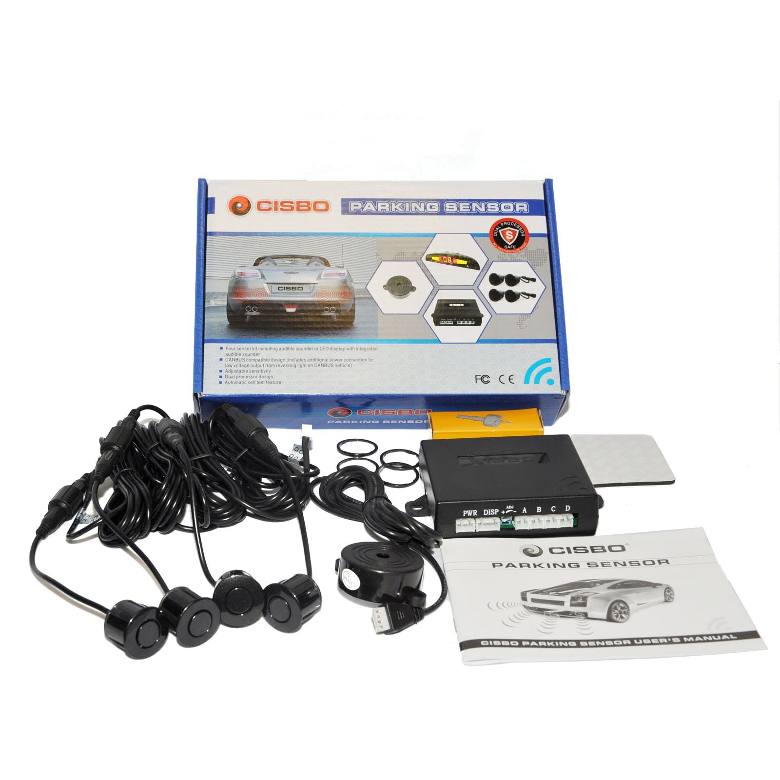 SB397 Parking Reverse Sensors Audio Buzzer Alarm Canbus Kit, Black, Set of 4 — view 9